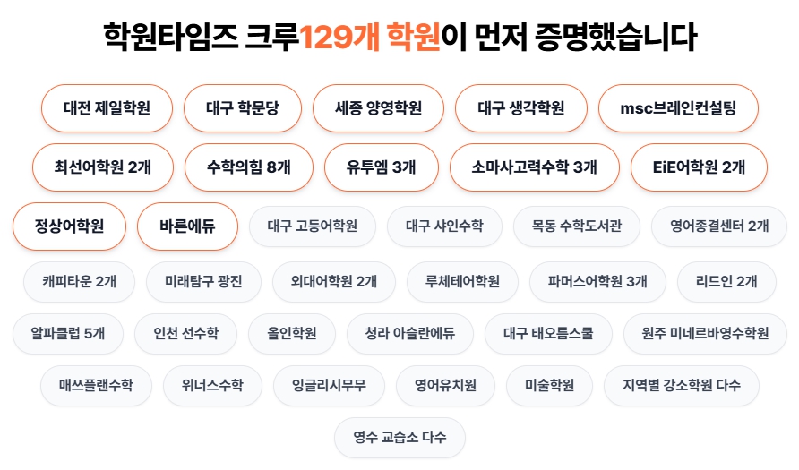 크루 1기 61개 학원이 먼저 증명했습니다 — 참여 학원 명단